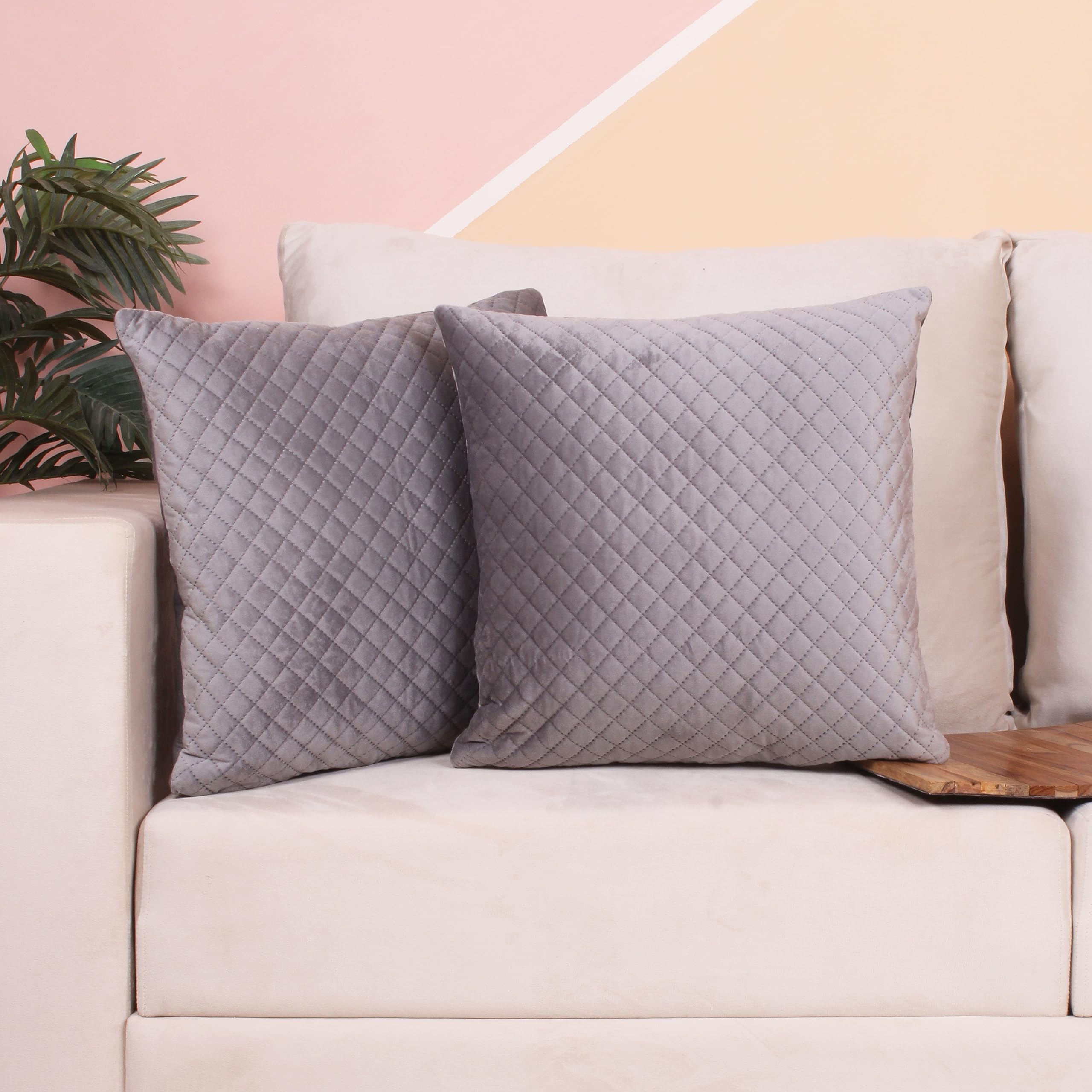 BRICK HOME Single Side Quilted Velvet Cushion Cover Set of 2 (24 x 24 Inches) (B0CKWC8LNS) Amazon Price History, Amazon Price Tracker