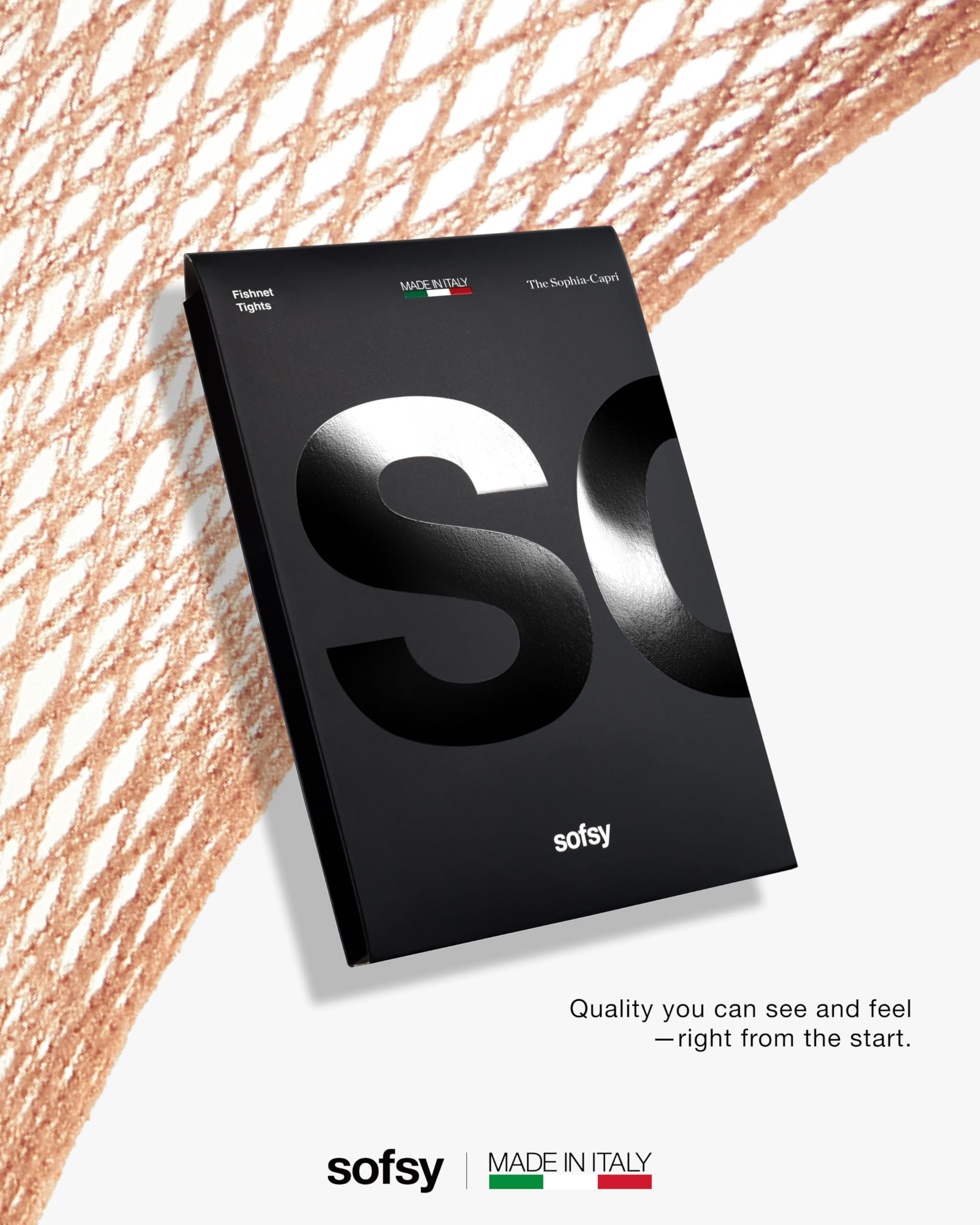 sofsy Collant a Rete Donna – 3 Stili, Vita Alta in Nylon Resistente, Made in Italy, Taglie Regolari e Curvy