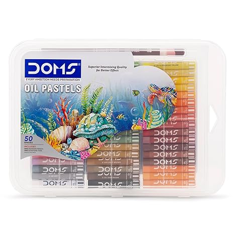 DOMS 50 Shades Oil Pastel With Case|Smooth Color Intermixing For Better Effect|Bright&Intense Colors|Free Scrapping Tool|Non-Toxic&Safe For Childrens|Pack Of 1|Multicolor