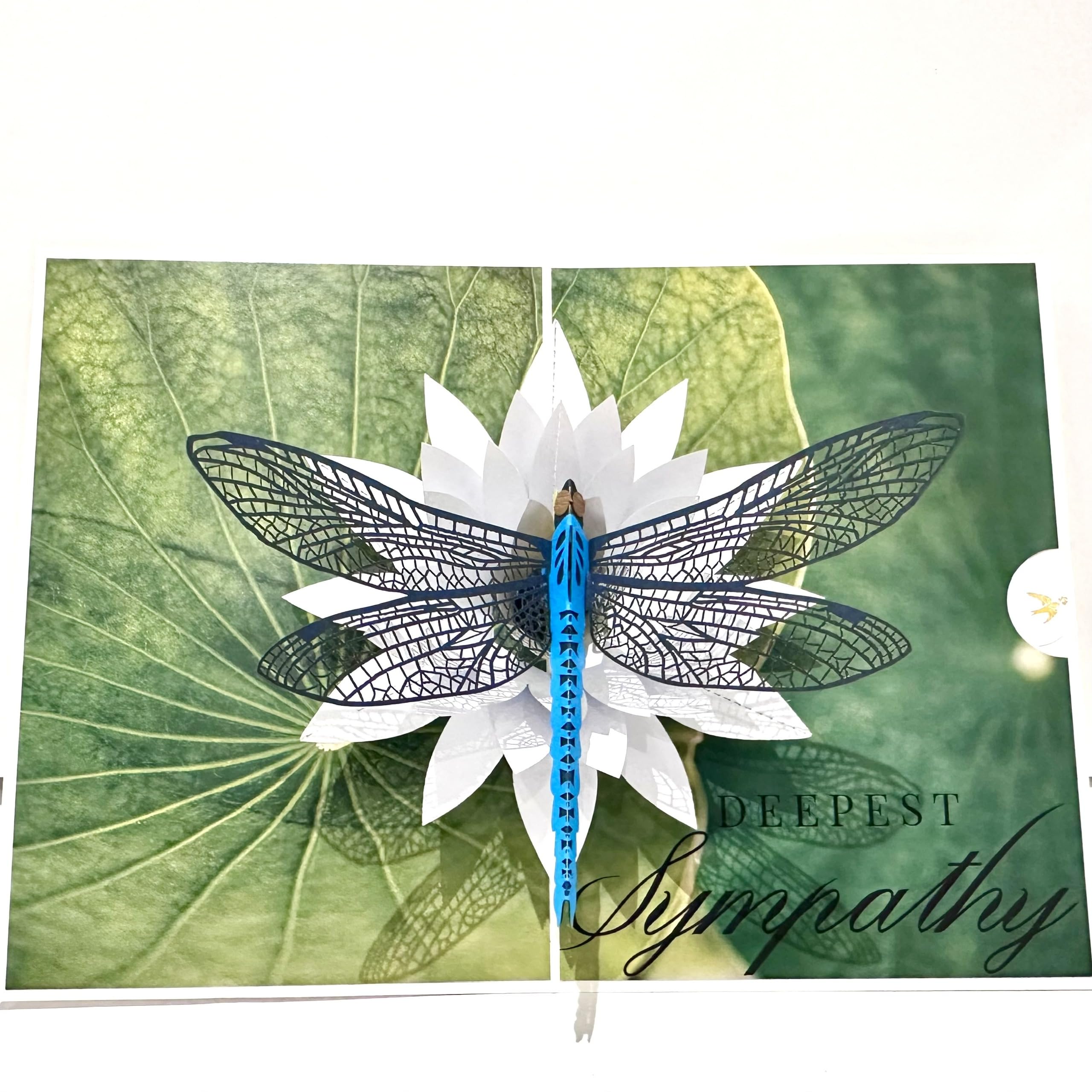 AIMEEOI Sympathy Cards, 3D Dragonfly and Waterlily, Sympathy Cards for Loss of Loved One, Heartfelt Bereavement Card for Loss of Mom, Dad, Mother,