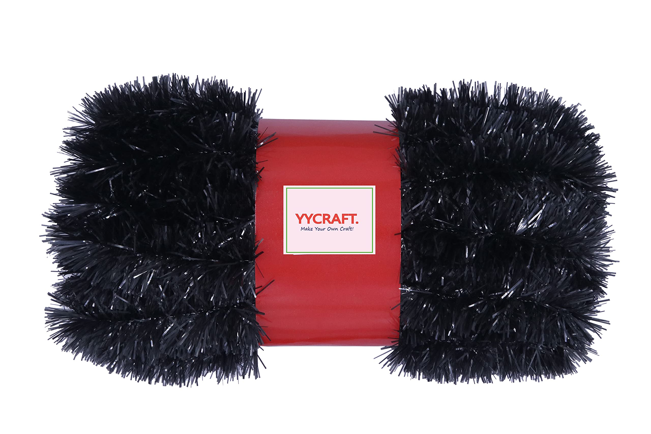 YYCRAFT 15 Yards (45 Feet) Commercial Length Thick Foil Tinsel Christmas Garland Classic Christmas Decorations(2 Inch,Black)