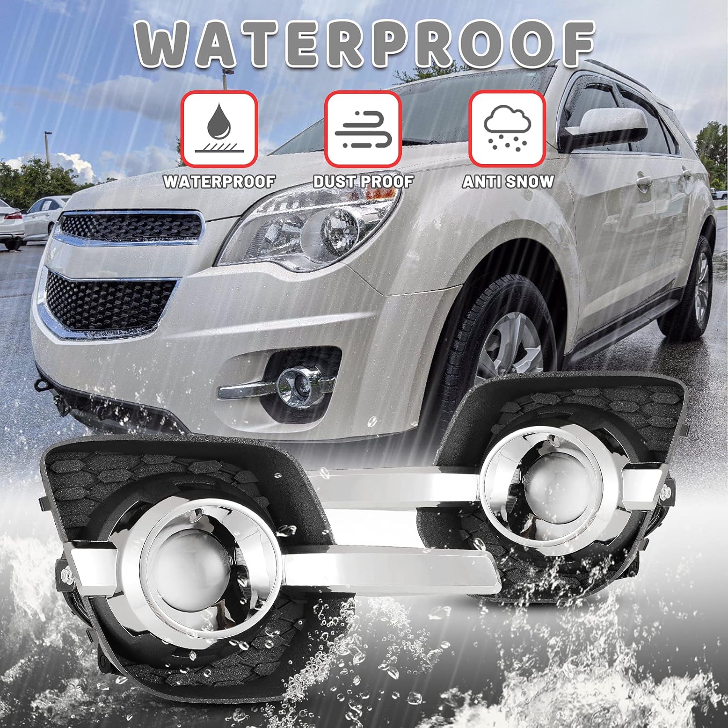 AUTOWIKI Fog Lights Lamp Assemblies Fit For 2010 2011 2012 2013 2014 2015 2016 Chevy Equinox Chevrolet Driver Passenger Replacement 1 Pair