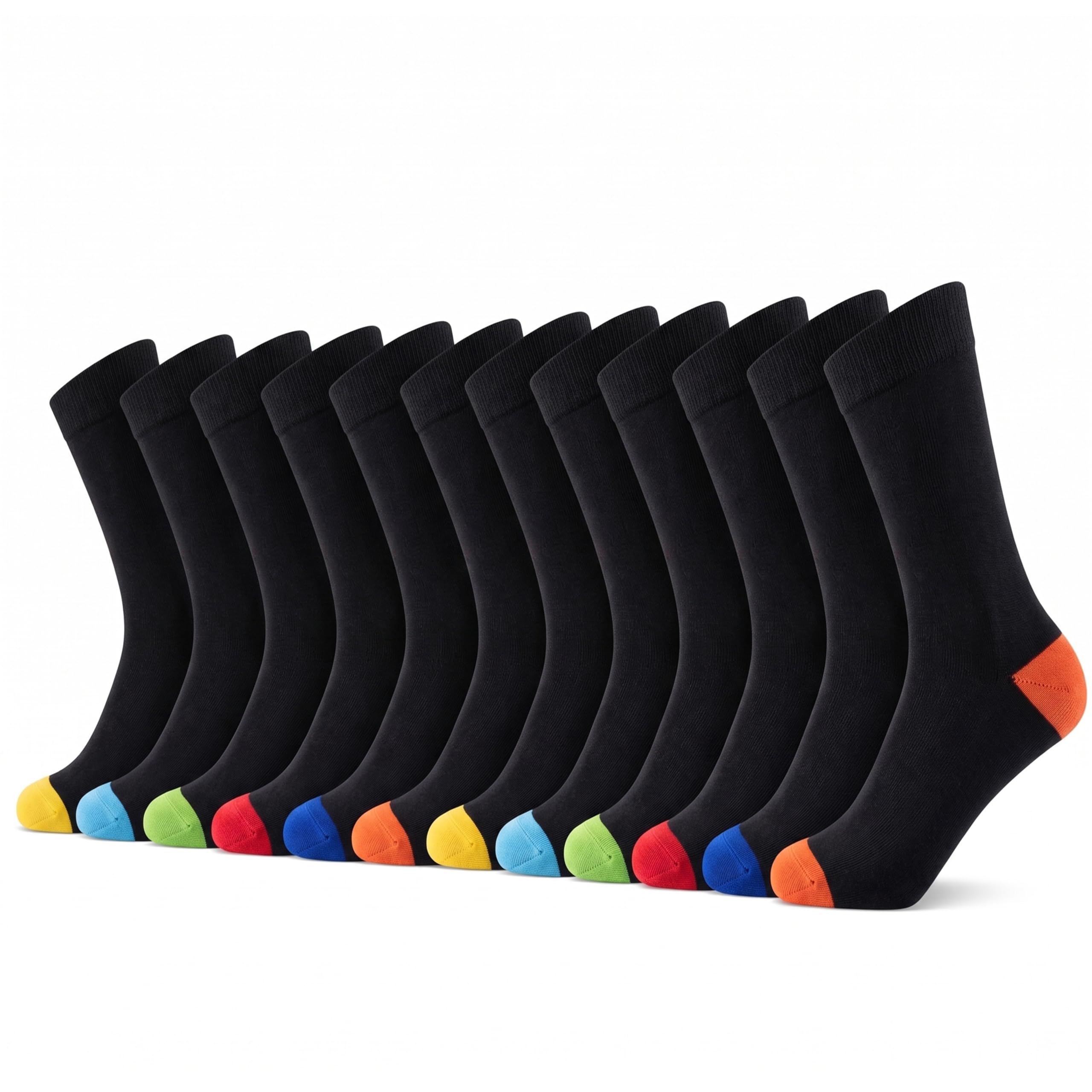 Sock Stack 12 Pairs Mens Socks Cotton Rich Design Crew Sock Plain Black Suitable for Everyday Comfort and Casual Wear Size 6-11 (Multi Black)