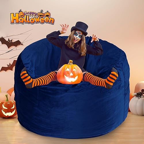 Miniatura 2 de Homguava Bean Bag Chair 3' Bean Bags con relleno de espuma viscoelástica, sillas de puf grandes, sofá suave con funda de terciopelo holandés-36 × 36