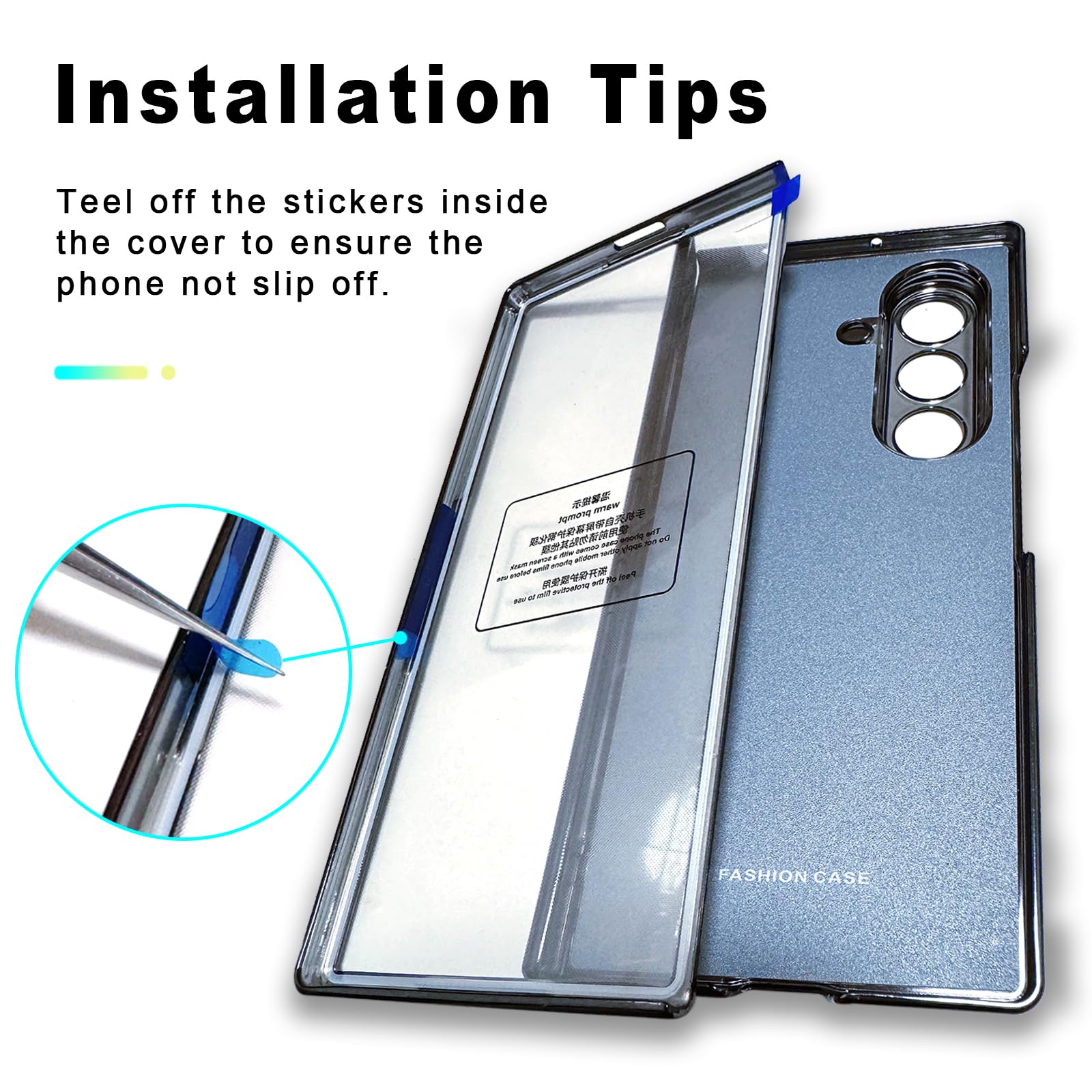 Custodia per Samsung Galaxy Z Fold 5 con protezione per cerniera e pellicola proteggi schermo e cavalletto ad anello in metallo, resistente, di grado militare, resistente alle cadute, per