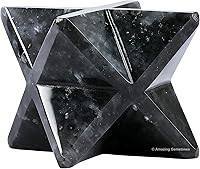 Vista 2 de Amazing Gemstone Larvikite Merkaba Crystal – Estrella de Merkaba metafísica de 1 pulgada para meditación – Cristal tetraedro energético y piedras