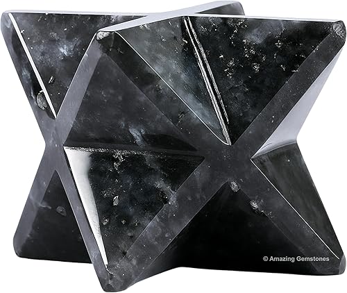 Miniatura 2 de Amazing Gemstone Larvikite Merkaba Crystal – Estrella de Merkaba metafísica de 1 pulgada para meditación – Cristal tetraedro energético y piedras