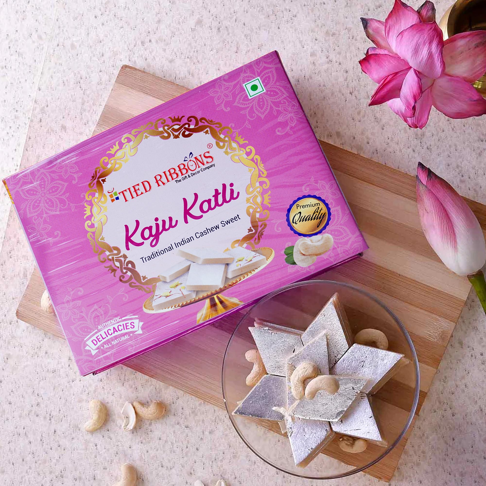 TIED RIBBONS Premium Kaju Katli 200 grams, Kaju Barfi SweetIndian Sweets Gift Pack, Sweets Indian Mithai (B0DDCS5PFF) Amazon Price History, Amazon Price Tracker