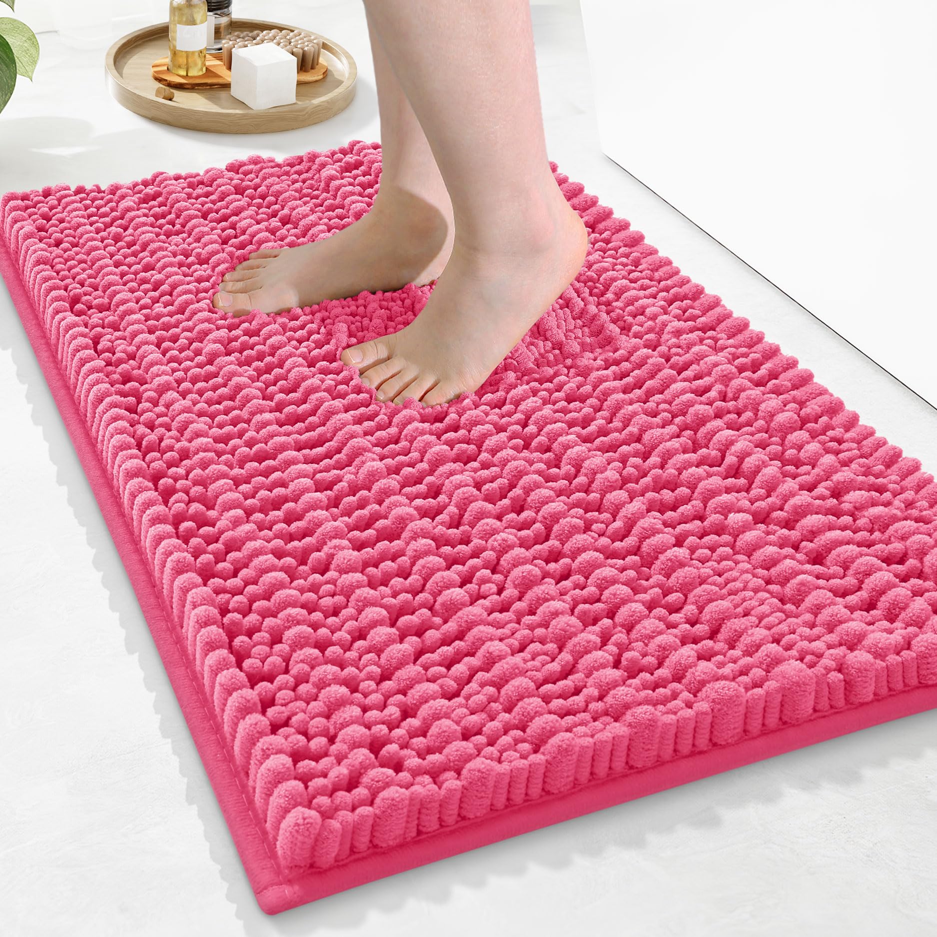 Arotive Luxury Chenille Bathroom Rug Mat, Extra Soft Thick Absorbent Shaggy Bath Rugs, Non-Slip Machine Wash Dry, Plush Bath Mats for Bathroom, Shower