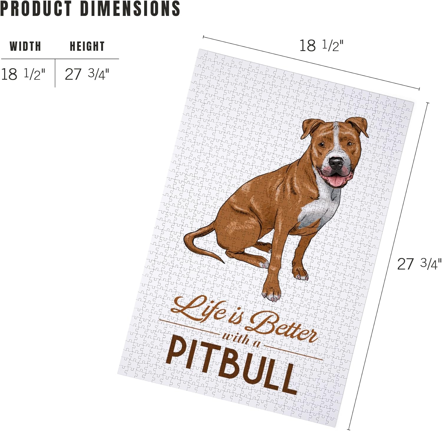 Lantern Press Pitbull, Life is Better, Golden 1000 Piece Jigsaw Puzzle for Adults, Made in USA with Reference Poster