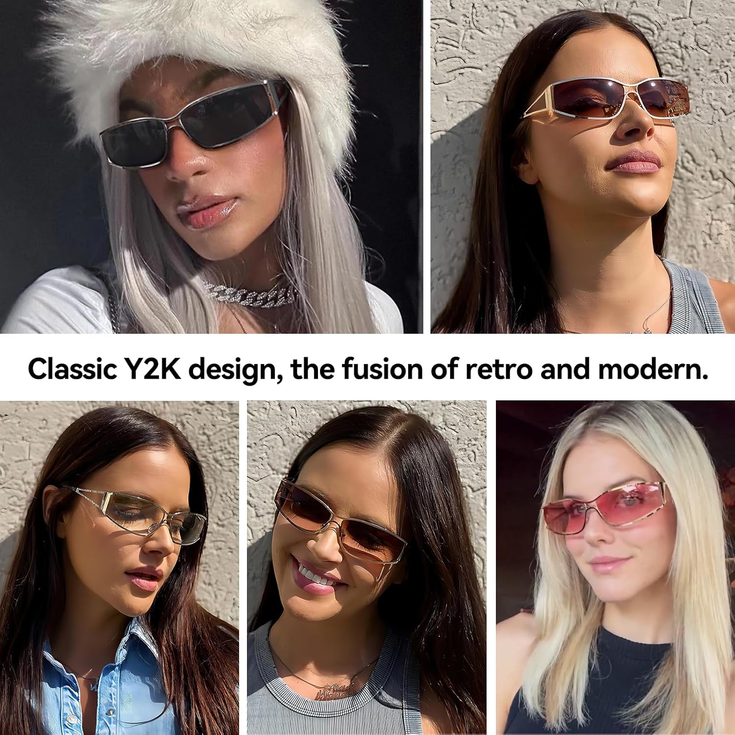 Dollger Y2k Sunglasses for Women Trendy Y2K Glasses Metal Wrap Around Retro 2000S Sunglasses - Image 6