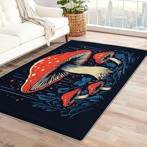 Miniatura 1 de 6x8 Rug, Mushroom Rugs for Living Room Bedroom, Botanical Area Rug &amp; Bedroom Decor, Washable Non Slip Soft Low Pile Indoor Carpet, Home Decorative