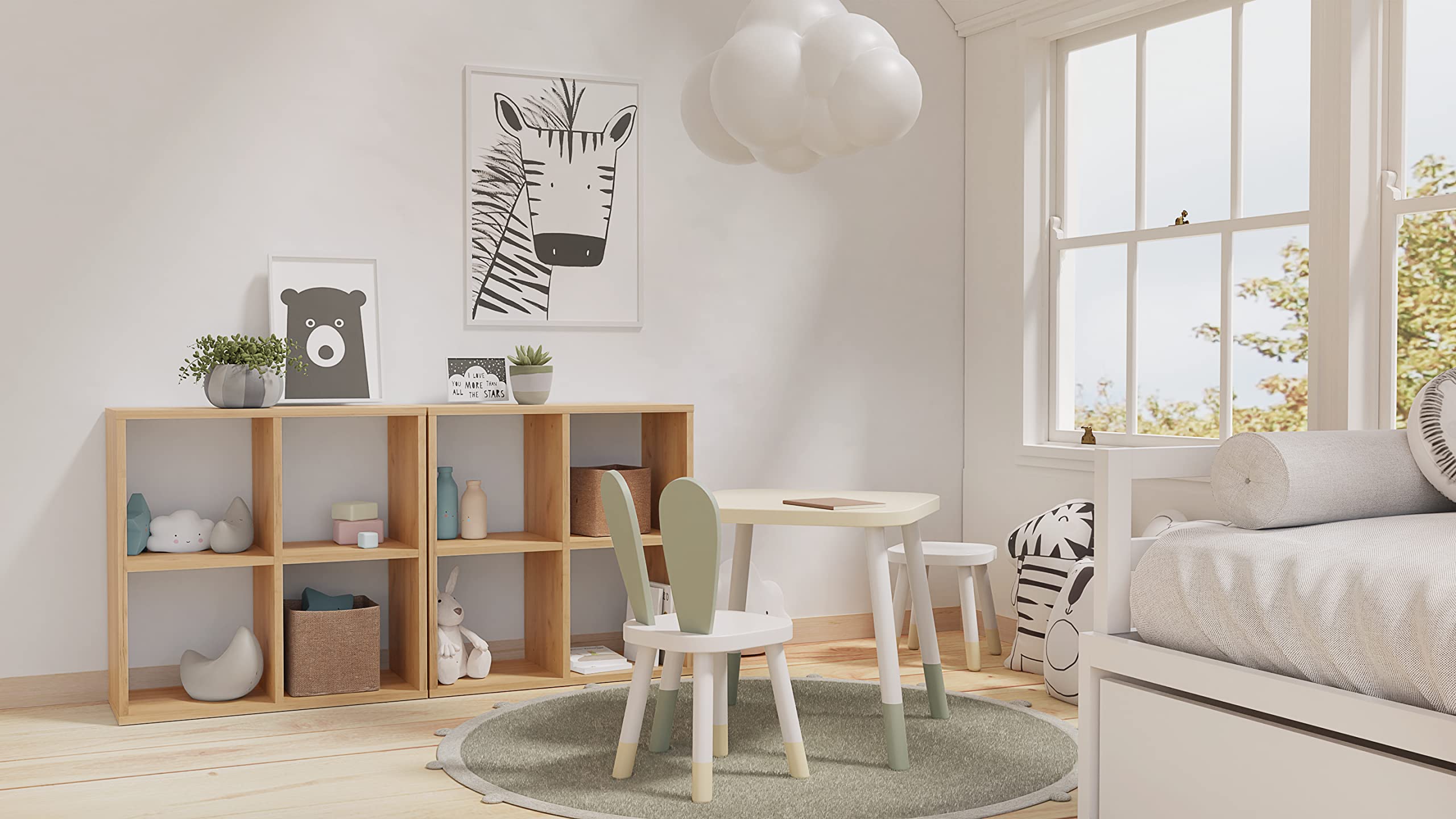 KLX Würfelregal Sonoma 2x2 – Regal Würfel mit 4 Fächern - Raumteiler Regal 67,26 x 67,4 cm - Bücherregal für Wohnzimmerund Büro