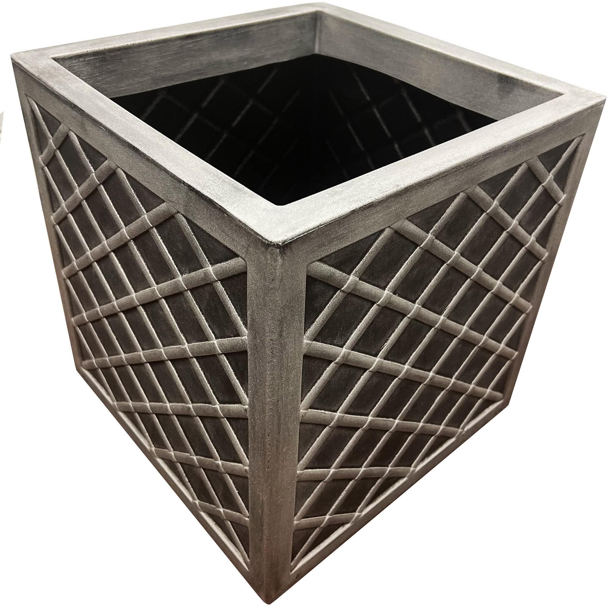 STORM TRADING GROUP Large Garden Planters Flower Pots Slate & Lazio Effect Trough Square Patio Planters Pewter Grey (Large Square Lazio Planter, 1 Planter)
