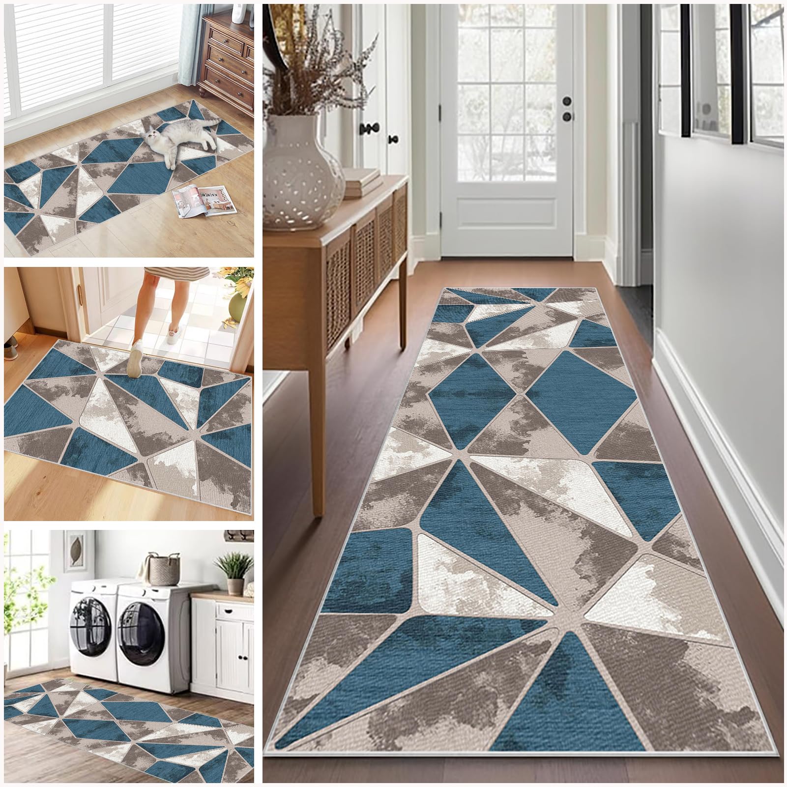 Hallway Runner Non Slip Long Kitchen Carpet Runners 40 x 350 cm Heavy Duty Entrance Mat Hall Runner Narrow Rugs Absorbent Doormat Washable Kitchen Rug Runners for Hallways Kitchen Laundry Room