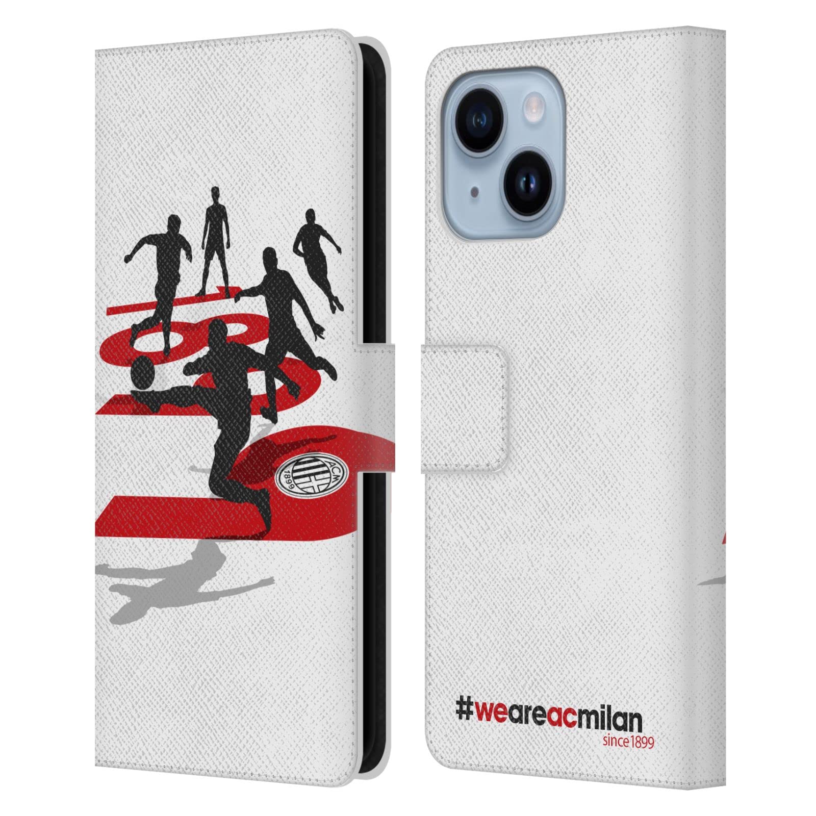Étui portefeuille de qualité supérieure AC Milan pour iPhone 14 Plus