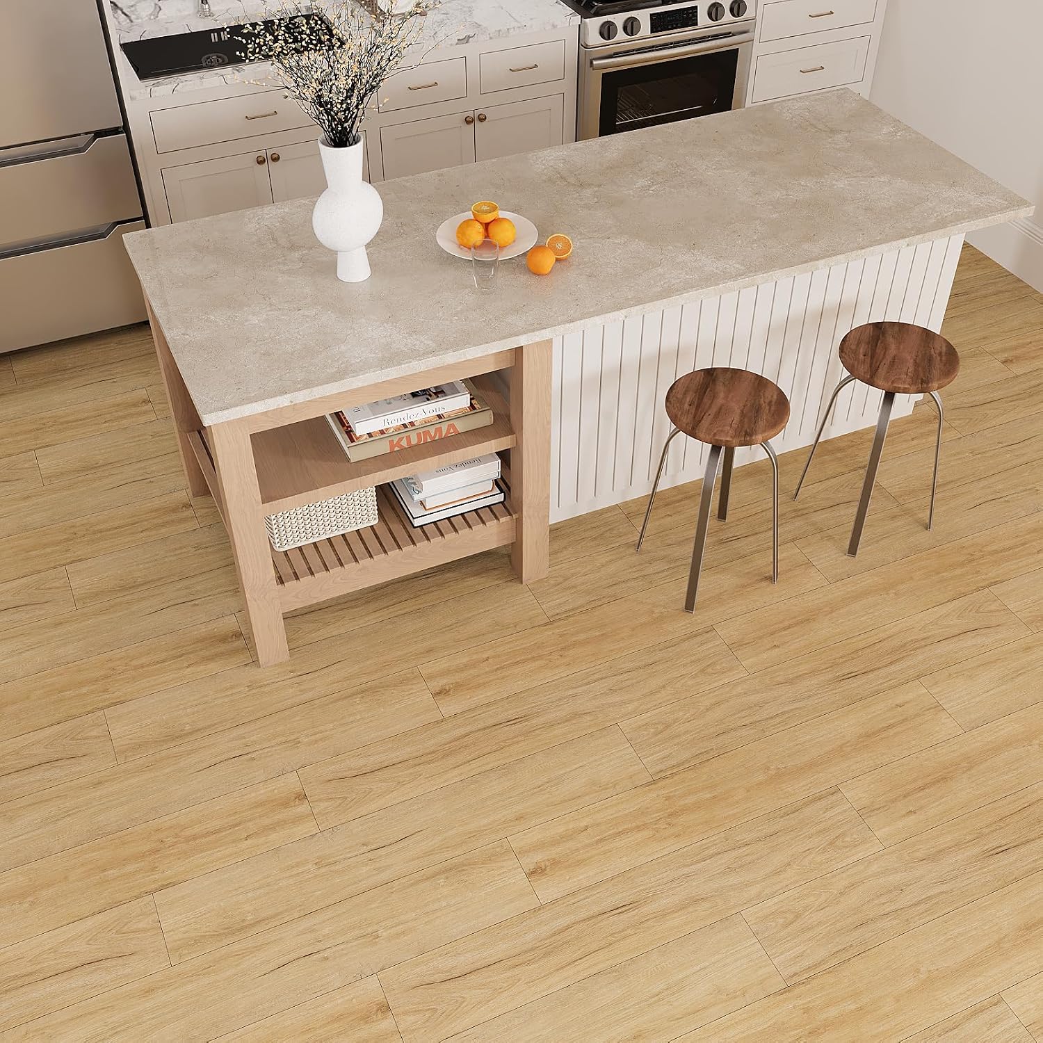 VEELIKE Cottage Oak Vinyl Plank Flooring Peel and Stick Floor Tile Waterproof Wood Look Laminate Flooring 16 Pack 24 Sq. Ft Adhesive Light Brown Vinyl Floor Tiles for Kitchen Bedroom Renters 6''x36''