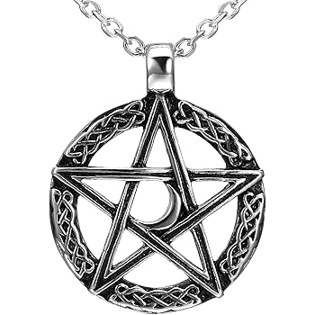 Stainless Steel Pentacle Pentagram Necklace - Witch Protection Amulet For Men & Women