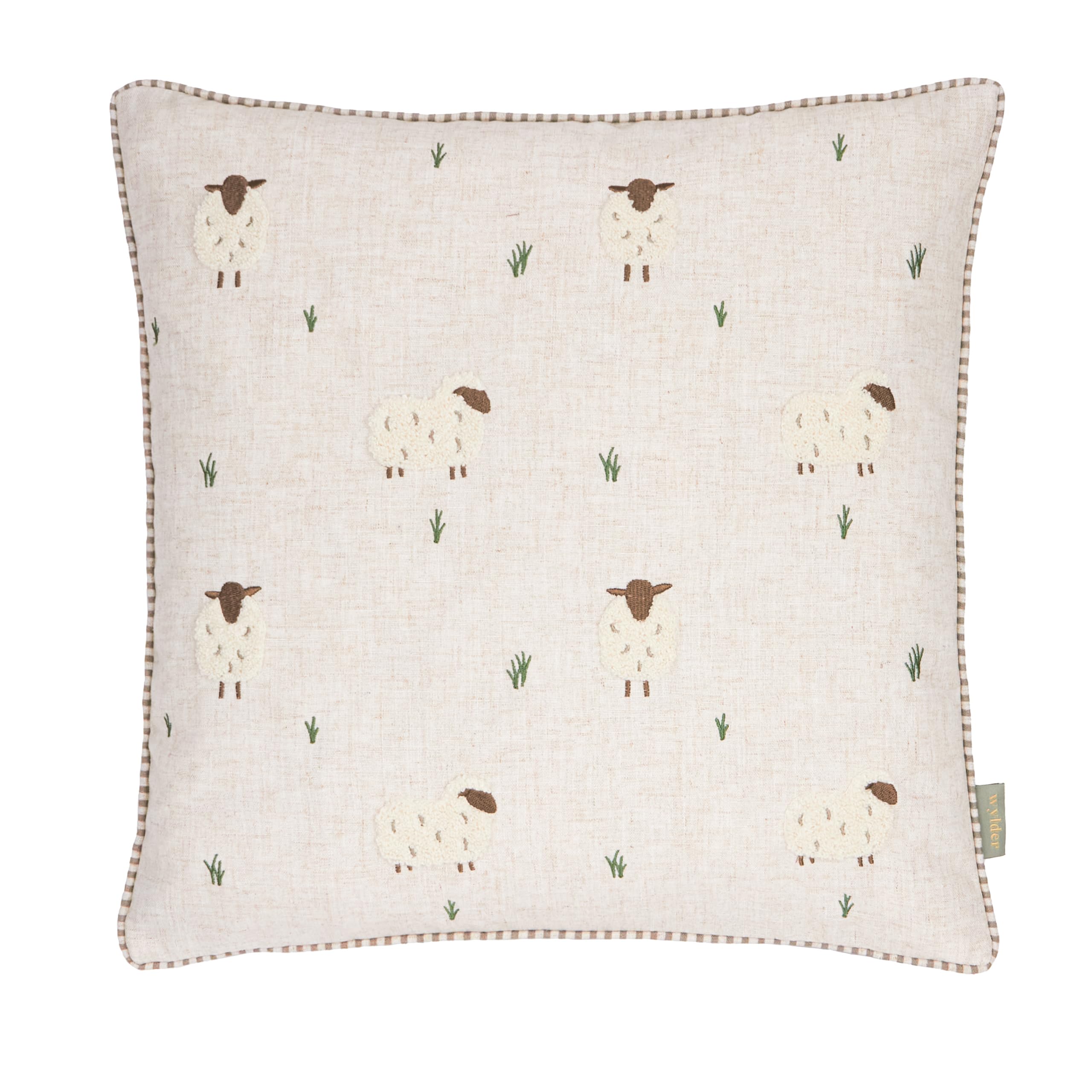 furn. Wylder Ramble Sheep Cushion Cover – Rustic Country Tufted Velvet Decorative Case (Natural – 45x45cm)