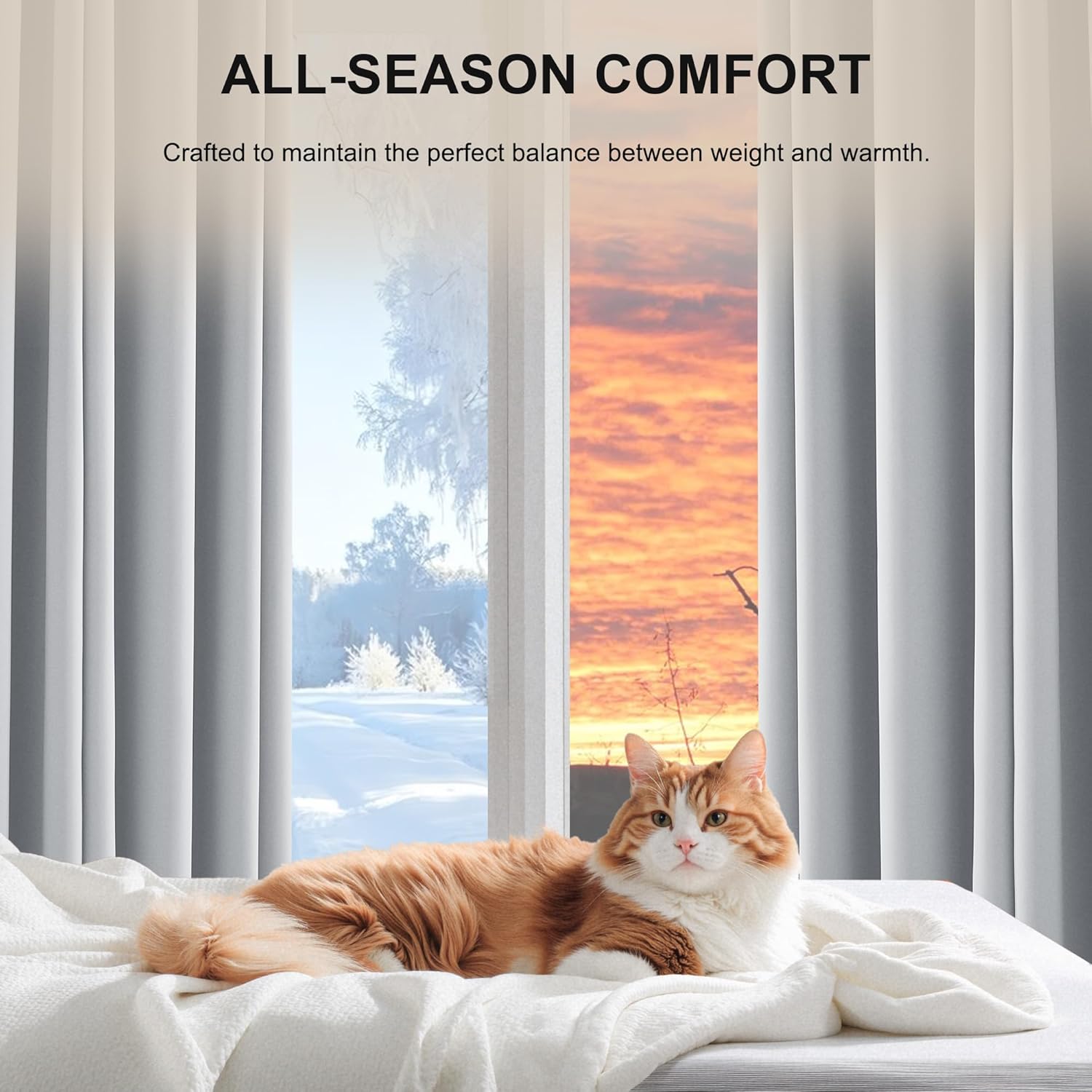 NICETOWN 100% Blackout Curtains 96 inches, Rod Pocket Thermal Insulated Window Treatment Sound Reducing for Living Room, Greyish White, W52 x L96, 2 Panels