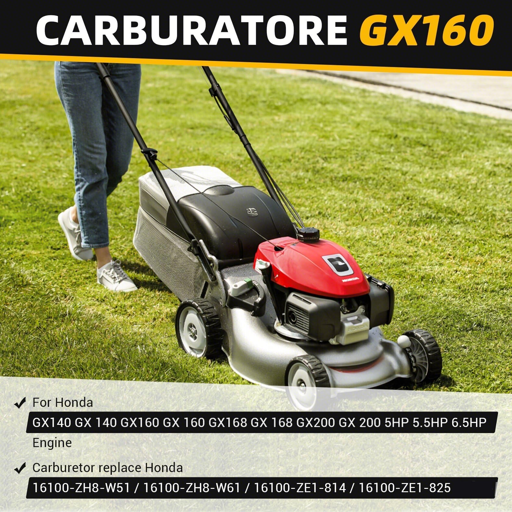 CarBole GX160 Carburatore con Filtro dell'aria, per Motore Honda GX140 GX168 GX200 GX160 5,5 hp GX200 6,5 hp, Sostituisce 16100-ZH8-W61