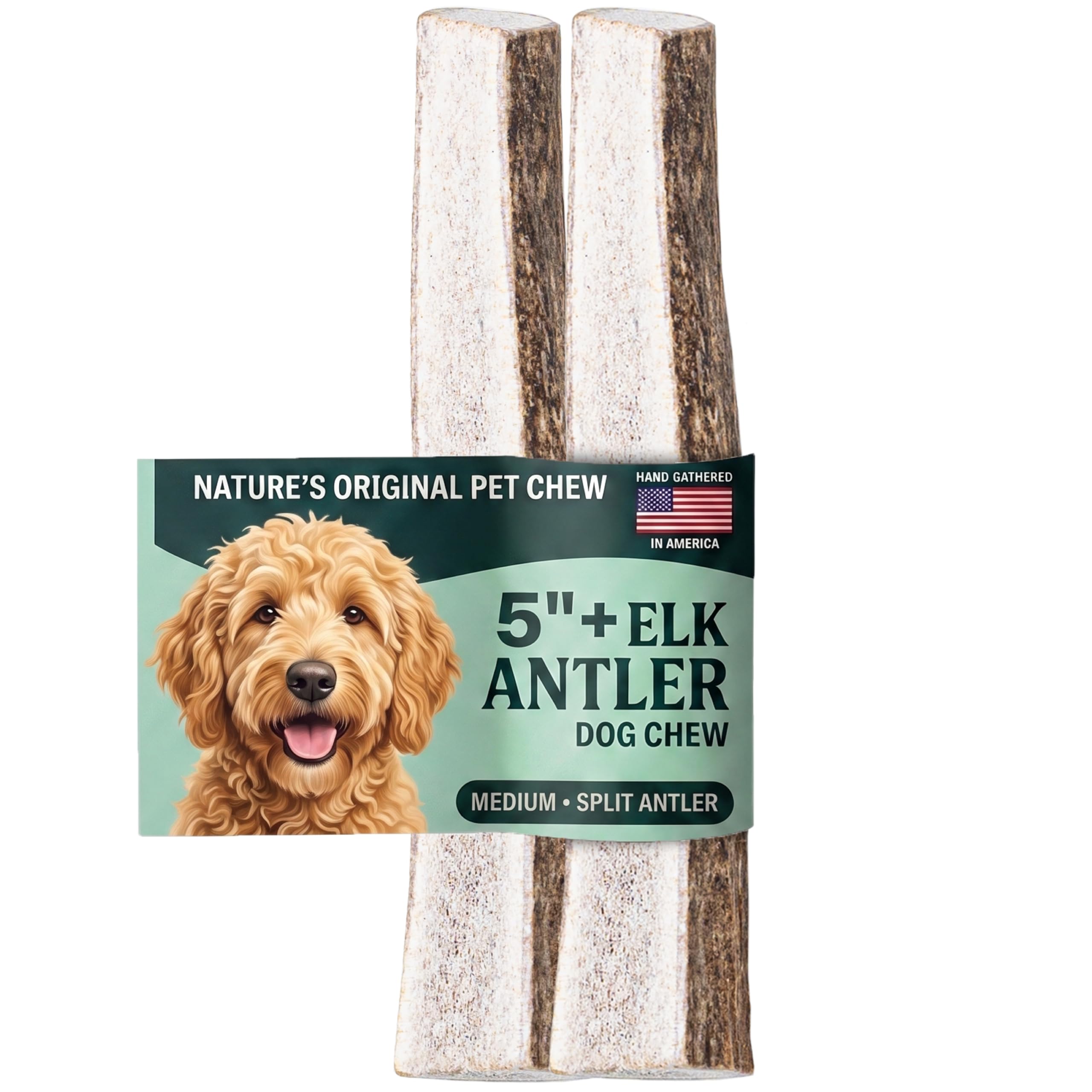 Mountain Valley Elk Antlers for Dogs Chew Split Dog Antler,2Pack, M
