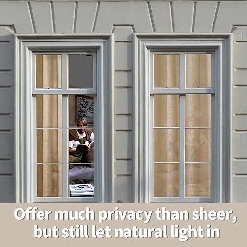 Miniatura 6 de QUEMAS Cortinas de lino toffee de 72 pulgadas de largo para sala de estardormitorio, cortinas de campo con textura de arpillera gruesa, filtro de