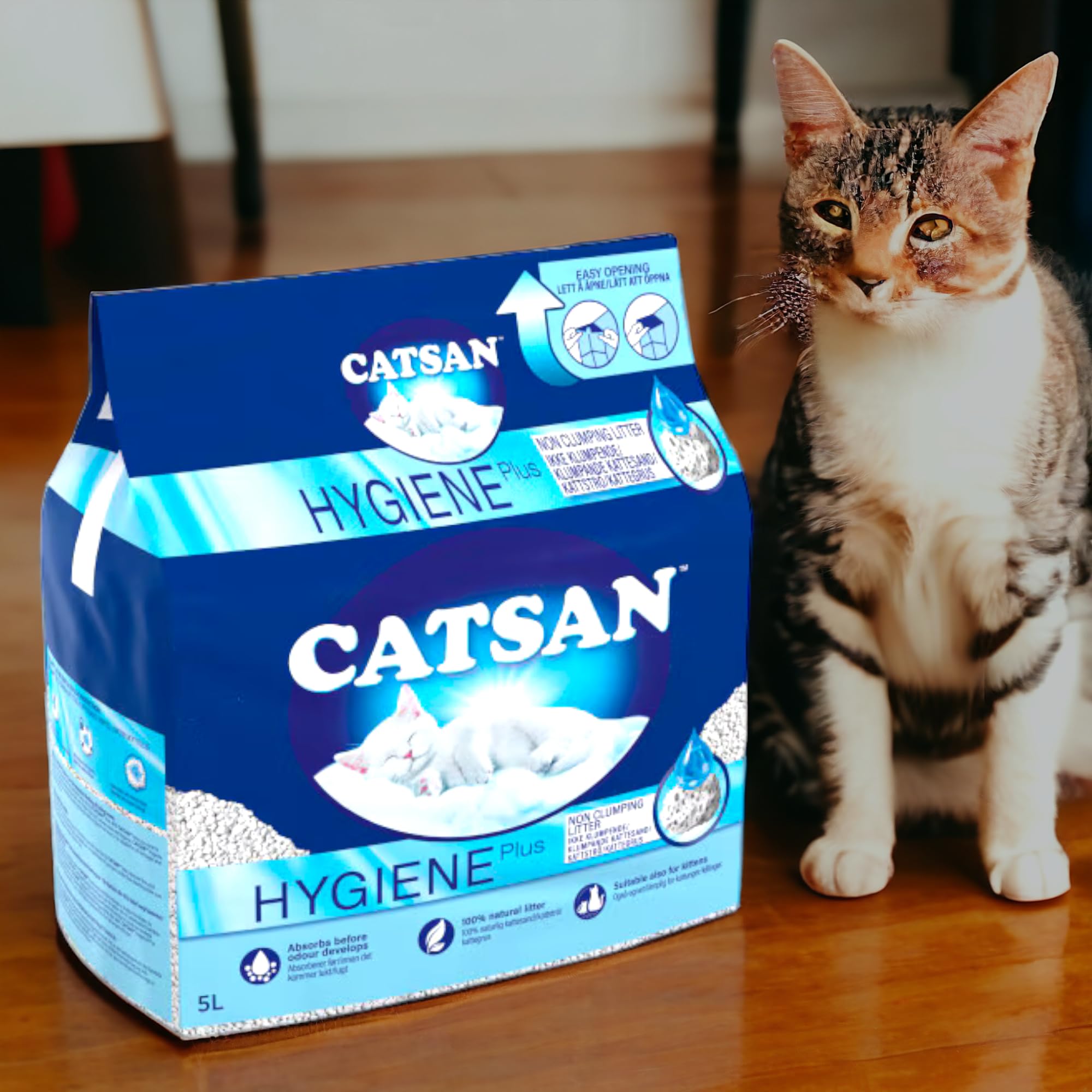 1 X 5L CÀTŚÁN Hygiene Cat Litter, Hygiene Litter with Enhanced Mineral Protection in White