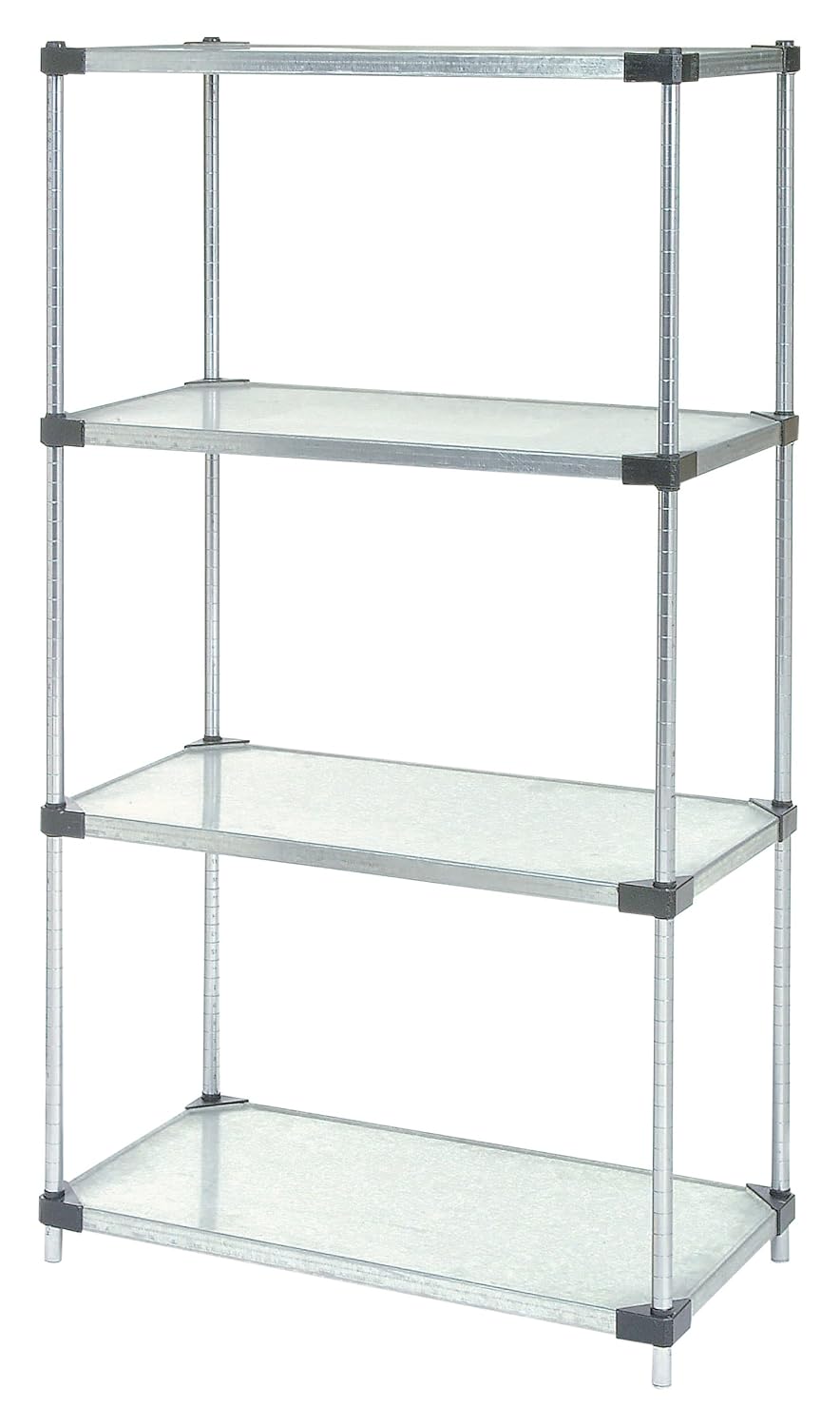 Nexel 4Solid Shelf Shelving Unit, Galvanized Steel, 24"W x