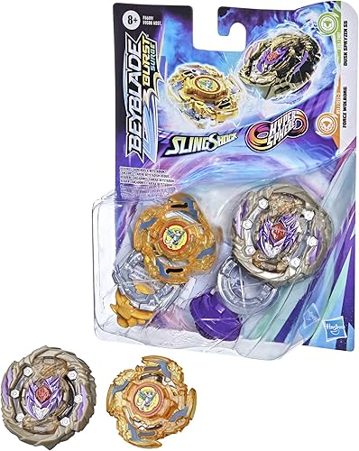 Miniatura 2 de Beyblade Burst Surge Dual Collection Pack Hypersphere Dusk Spryzen S5 y Slingshock Force Wolborg Spinning Top Toys - 2 camisetas de juego de batalla