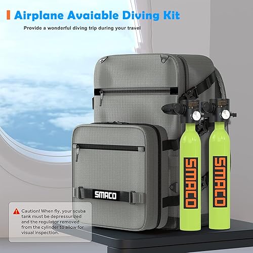 Miniatura 6 de SMACO Mini tanque de buceo doble 0.5L cilindro de buceo proporciona 6-10 minutos de respiración bajo el agua (no más de 33 pies) Kit de tanque de