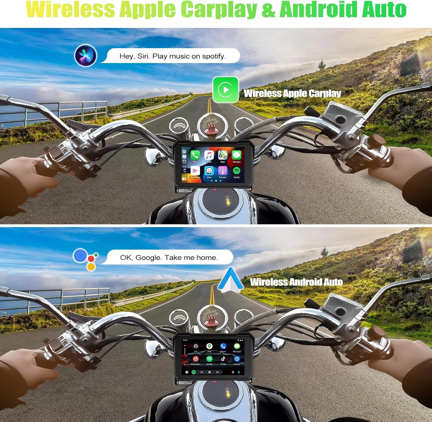 [2025] CAMECHO Carplay Moto Navi Display per Moto, 5 Pollici HD IPS Touchscreen IP68 Impermeabile Moto Dispositivi di Navigazione con Wireless Carplay Android Auto Bluetooth 5. 0