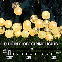 Vista 4 de Luces de Cadena con Globos, 70 Luces LED de Bolas Mixtas Enchufables con Certificación UL, Luces de Árbol de Navidad de 19 Pies, Luces de Hadas