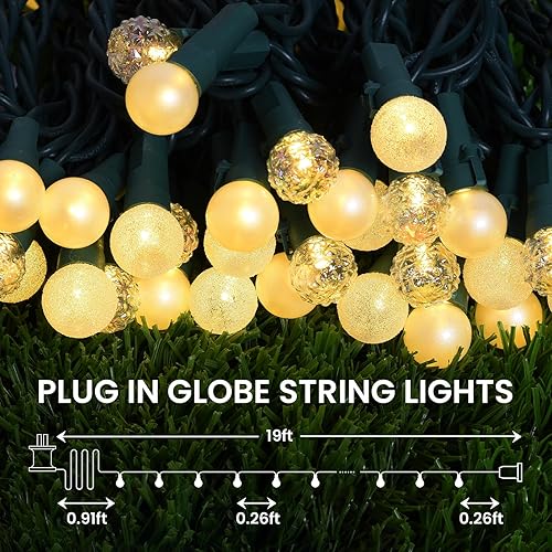Miniatura 3 de Lycklig Luces de Cadena con Globos, 70 Luces LED de Bolas Mixtas Enchufables con Certificación UL, Luces de Árbol de Navidad de 19 Pies, Luces de