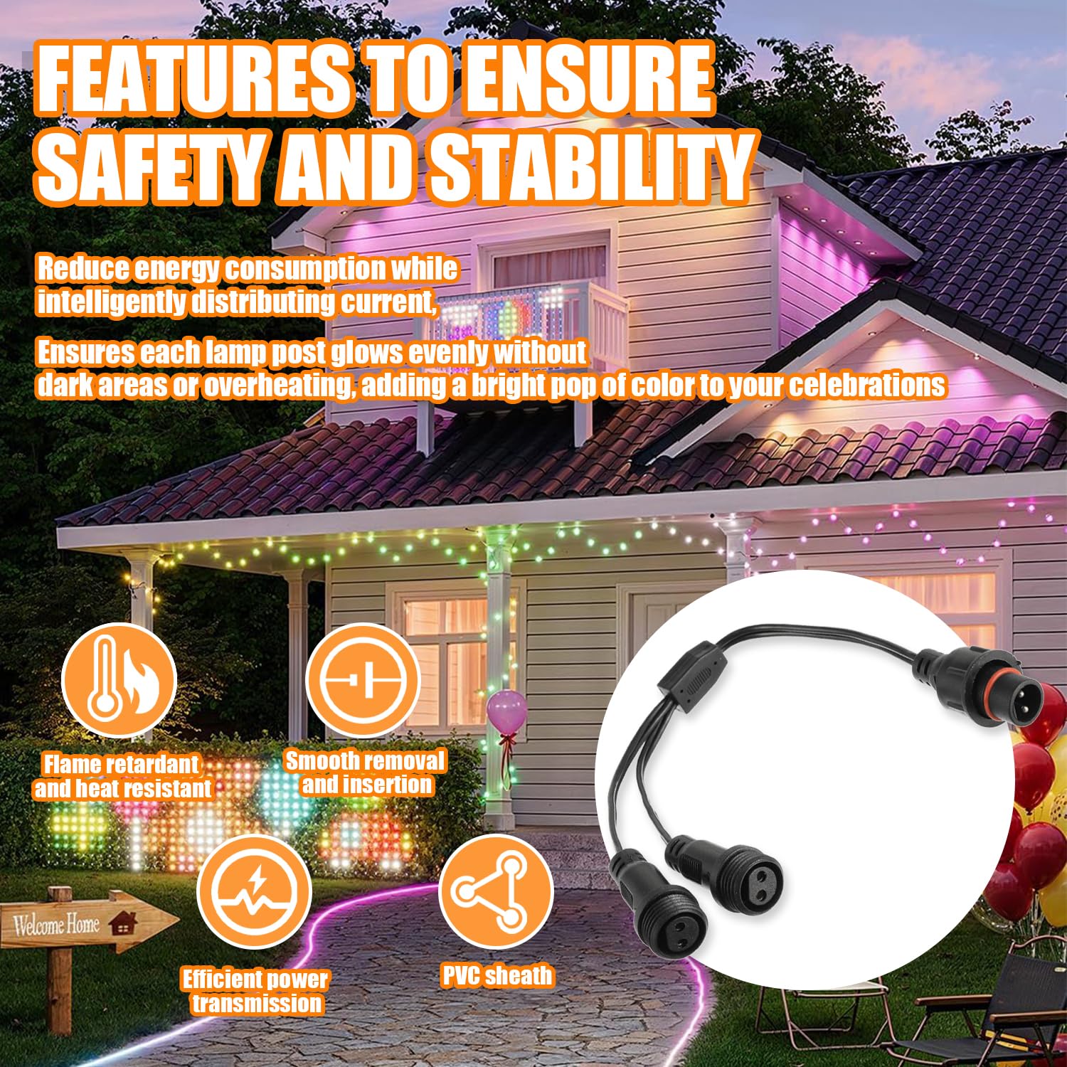 Répartiteur De Guirlandes Lumineuses Yowin 2 Broches – 3 Voies, IP65, Pour Lumières De Noël Extérieures