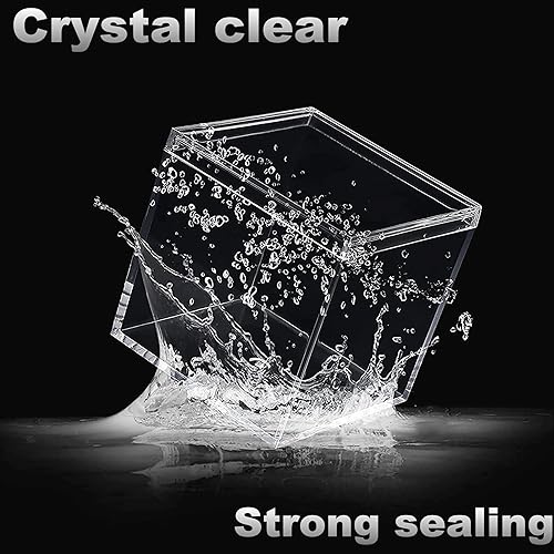 Miniatura 3 de Caja de acrílico 4 paquetes de caja transparente con tapa, cubo cuadrado de plástico para exhibir pequeños recipientes transparentes para