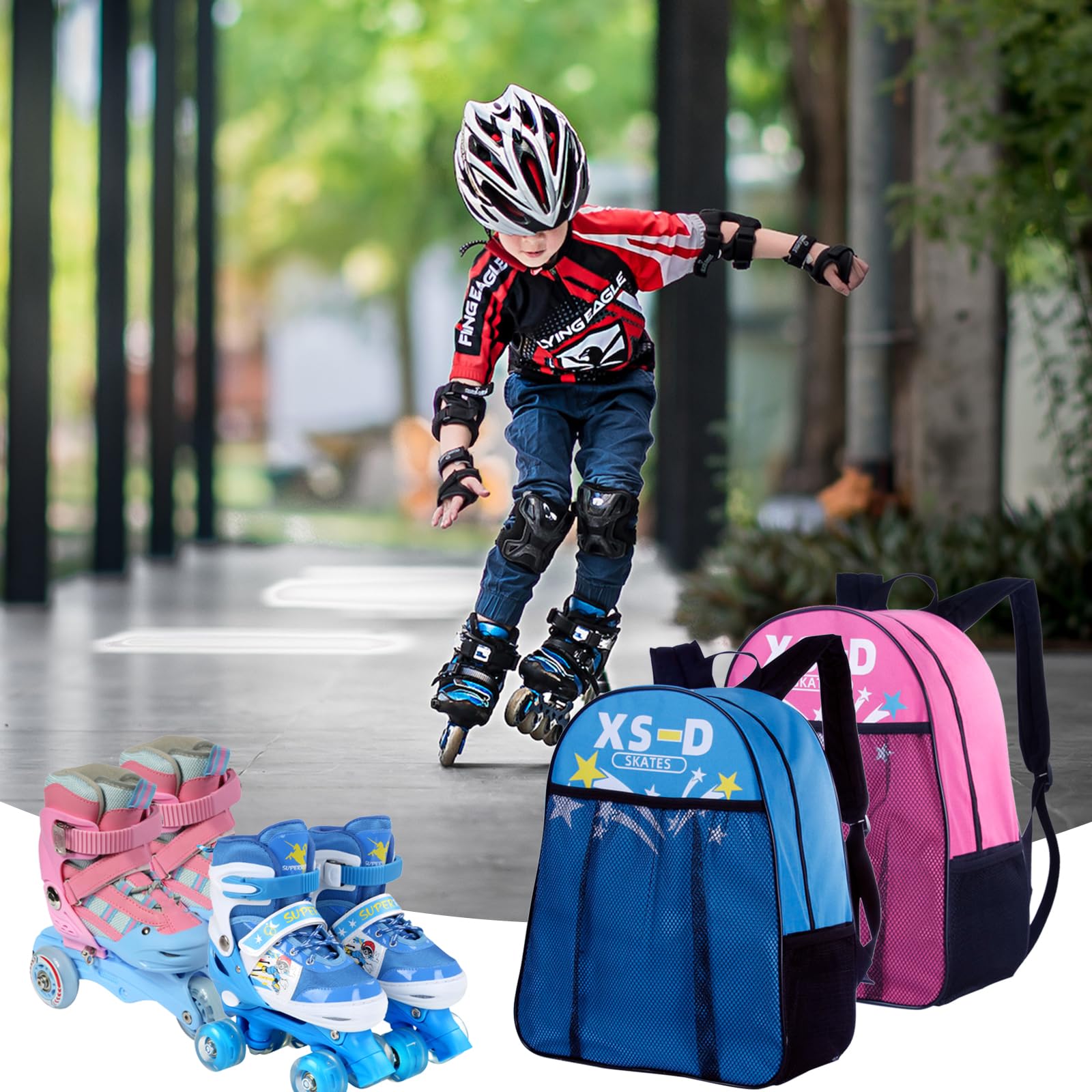 Bolsa para Patines en Linea Gran Capacidad Correa Ajustable Unisex Niños