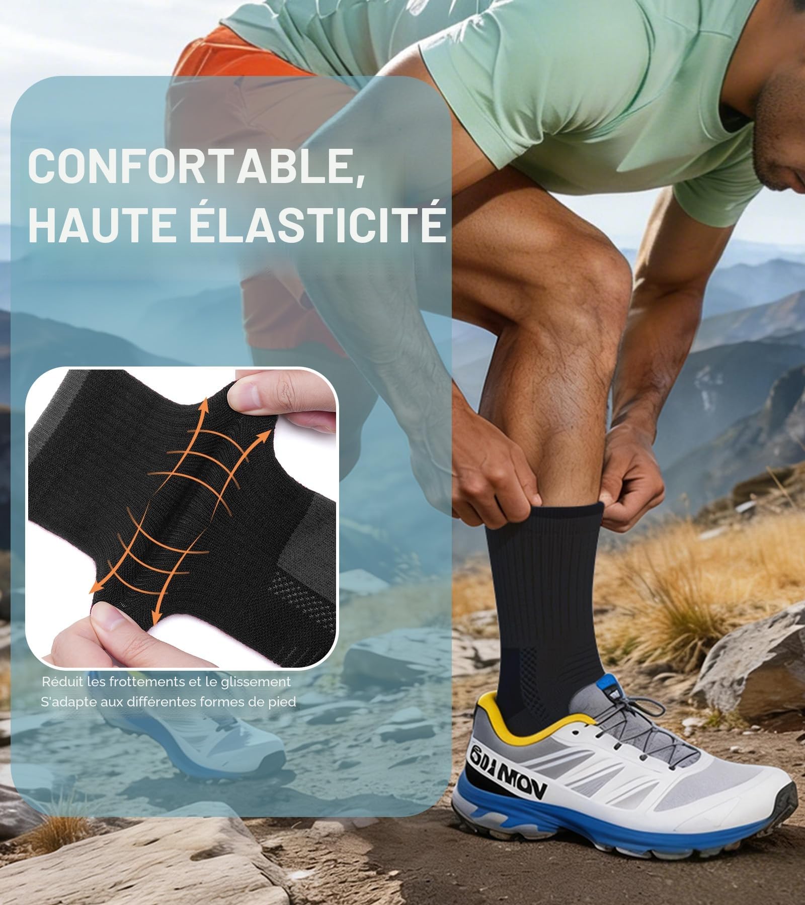 TANSTC Chaussettes de Randonnée en Laine Mérinos pour Femme Anti-ampoules Respirantes 3 Paires