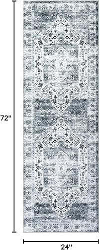 Miniatura 2 de RUGSREAL Alfombra de pasillo de 2 x 6, diseño floral, vintage, para pasillo, interior, plegable, envejecida, delgada, alfombra de felpilla para