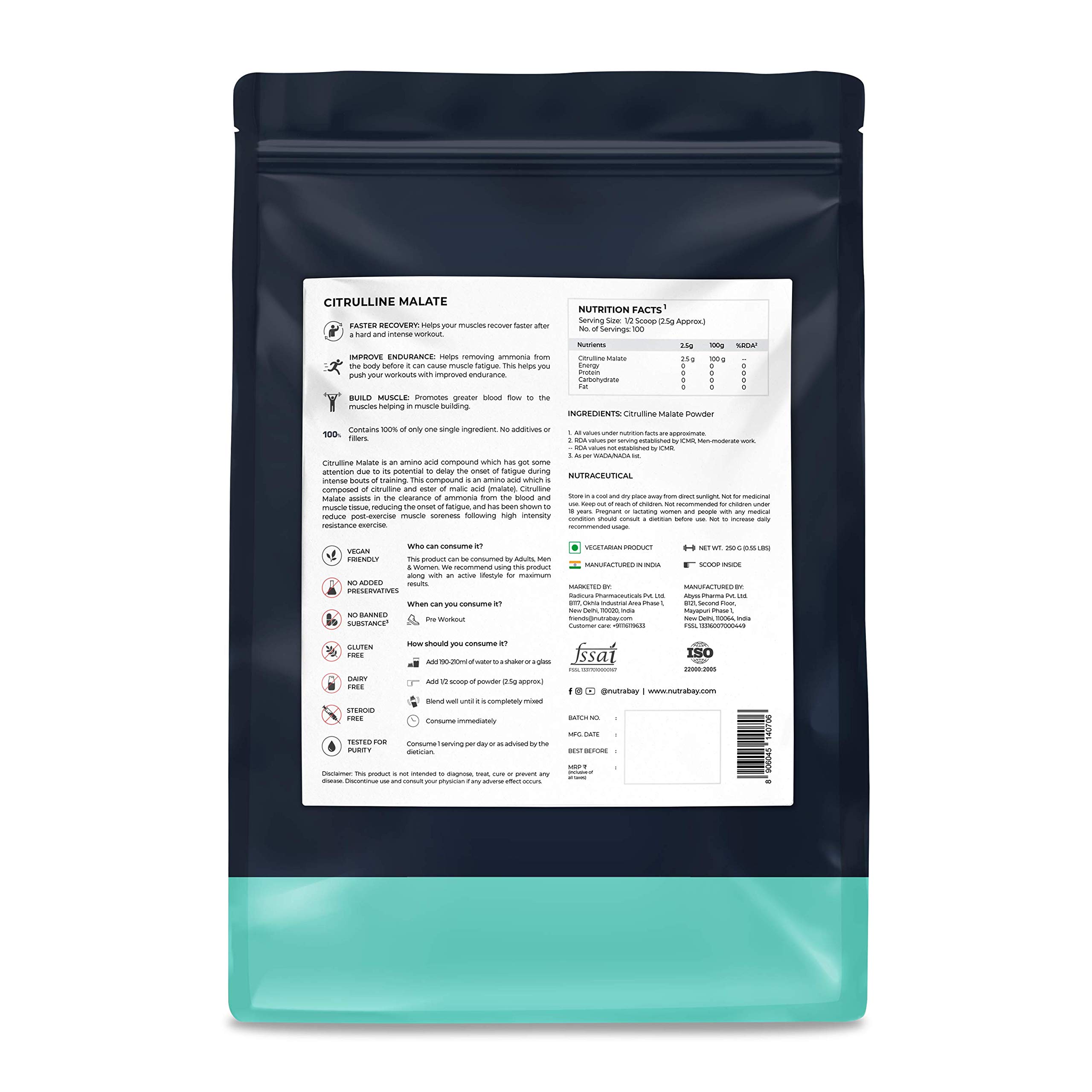 Nutrabay Pure 100% Citrulline Malate Powder & Pure 100% L-Arginine Powder & Build Endurance, Pre Workout supplement for Men & Women & Pure 100% Beta Alanine Powder, Pre Workout supplement - Image 3 thumbnail