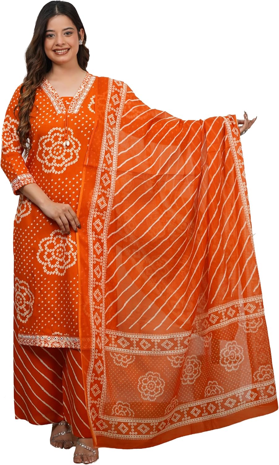 Women's Embroidered Kurta Set with Dupatta & Palazzo Pant