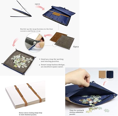 Miniatura 4 de Lavievert Estuche para rompecabezas de hasta 1500 piezas + soporte para rompecabezas de montaje