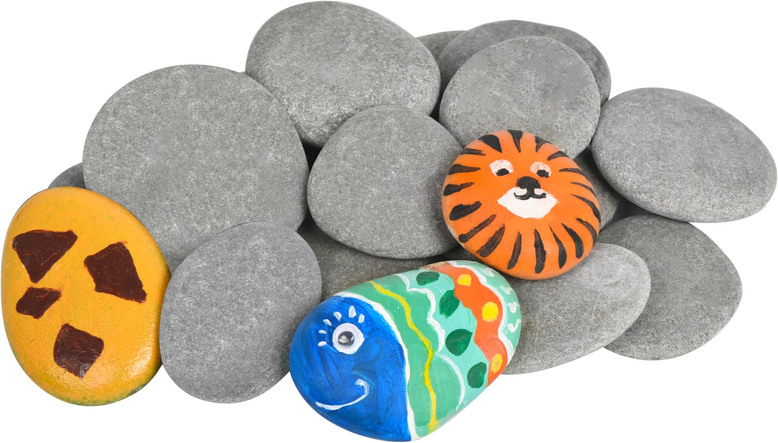 Simetufy 15 Pcs 2-3" Flat Painting Rocks, Smooth Stones for Crafts, Kindness Rocks Garden Decoration