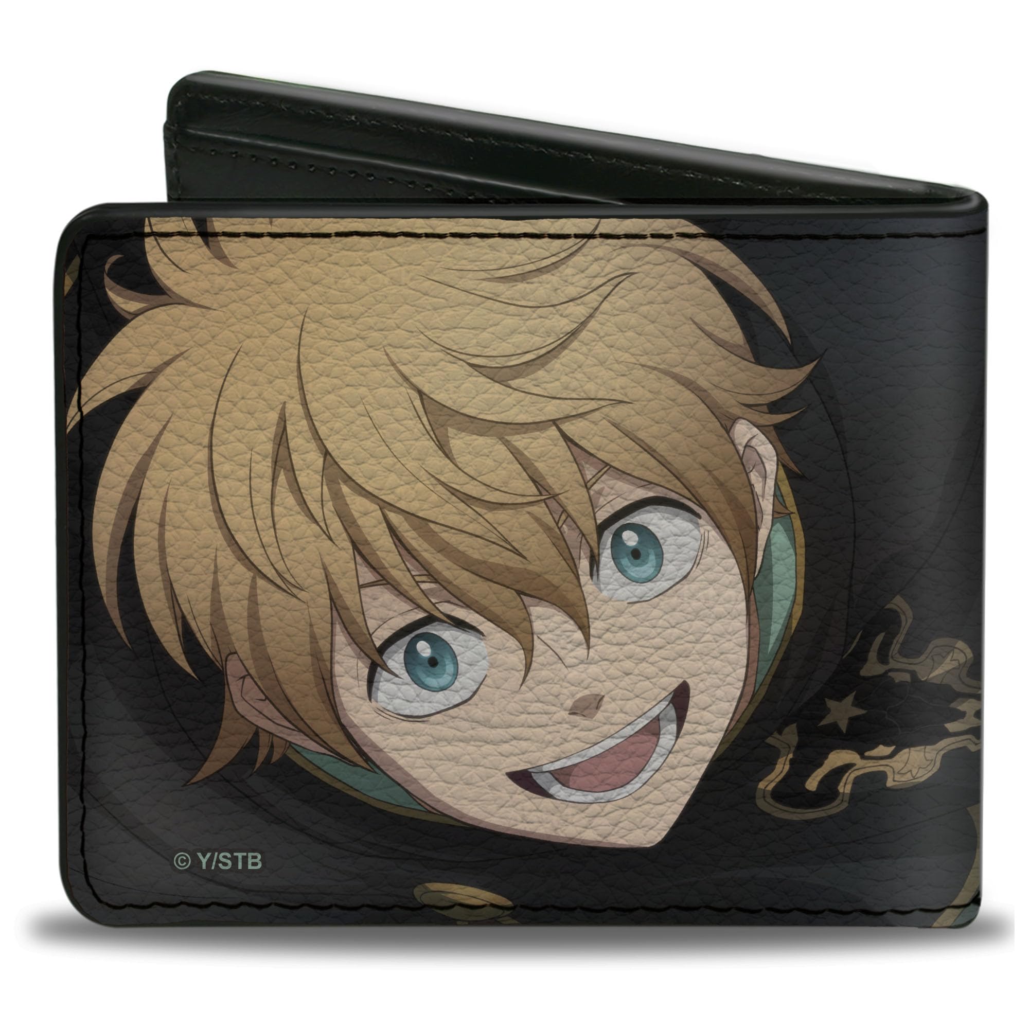Crunchyroll Wallet, Bifold, Black Clover Luck and Magna Looking Up Scene, Vegan Leather