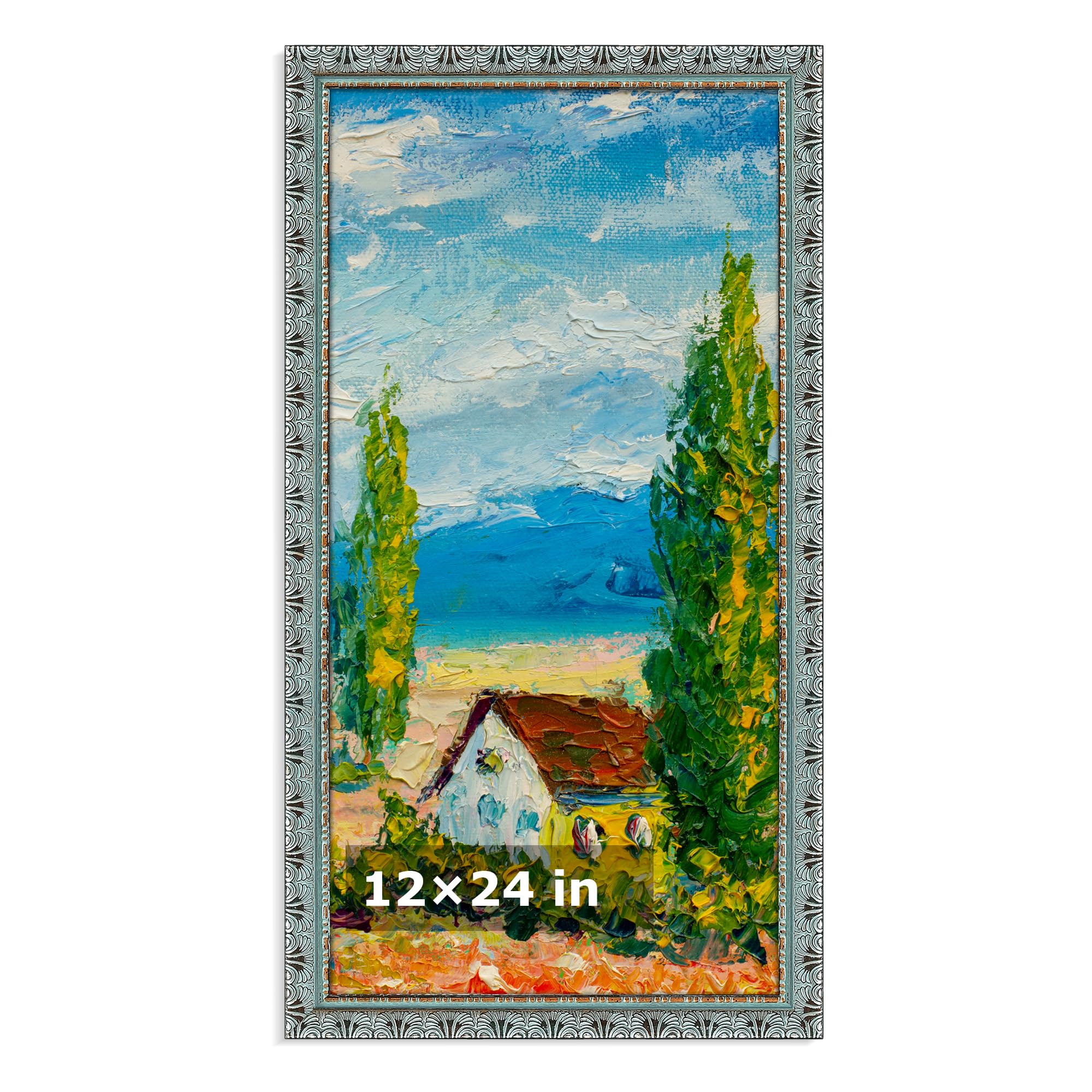 Cadre photo vert menthe 30x61 cm HLiWEGNS en bois style vintage pour affiche retro