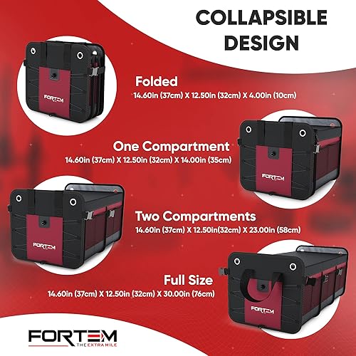Miniatura 4 de FORTEM Organizador de maletero de coche, plegable, impermeable, parte inferior antideslizante, correas, almacenamiento de carga