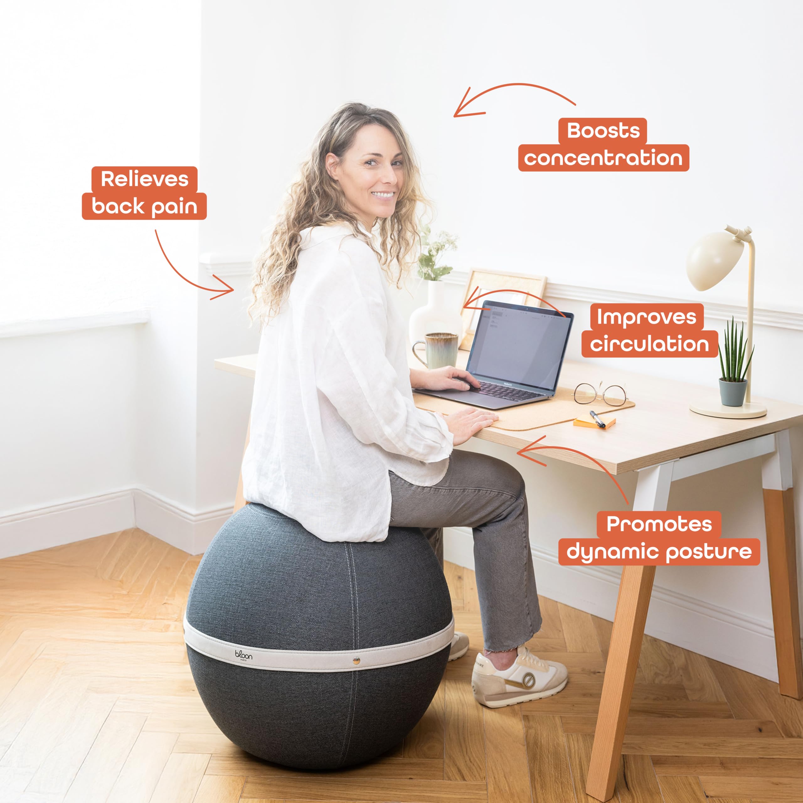 Amazon.com: Bloon Paris Bloon Desk Ball Chair 21.6in | Back Pain