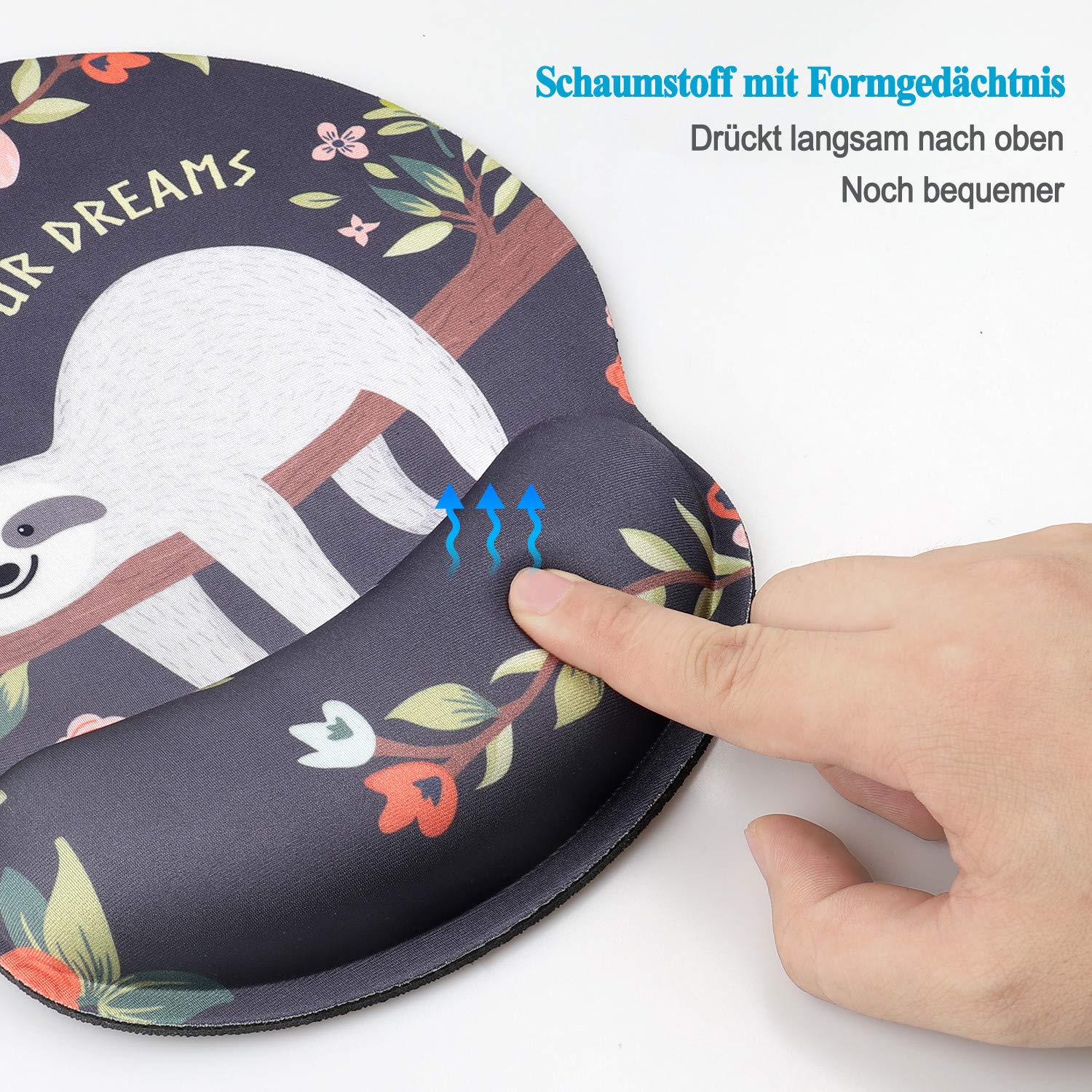 AOKSUNOVA Tappetino Mouse Ergonomico Mouse Pad con Poggiapolsi Tappetino per Mouse, Gomma Nero Tappettino Mause PC