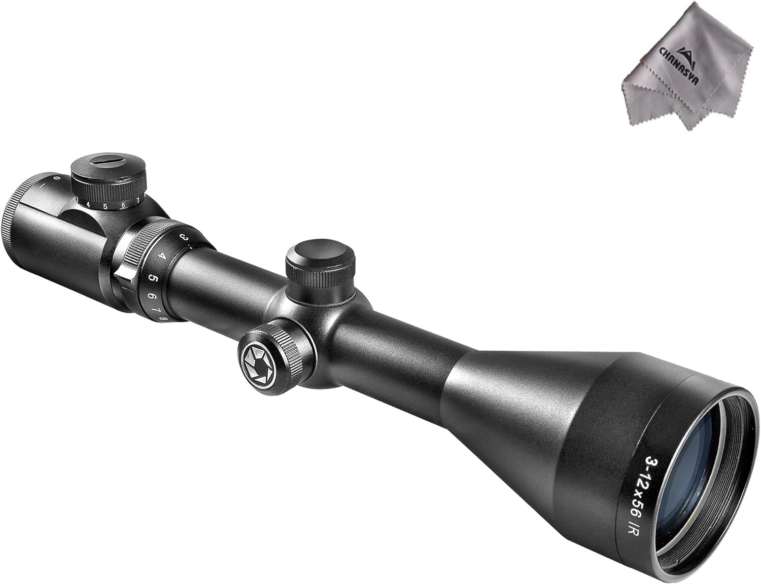 3-12x56 IR Euro-30 Pro Scope AC10024 with Chanasya Polish Cloth Bundle