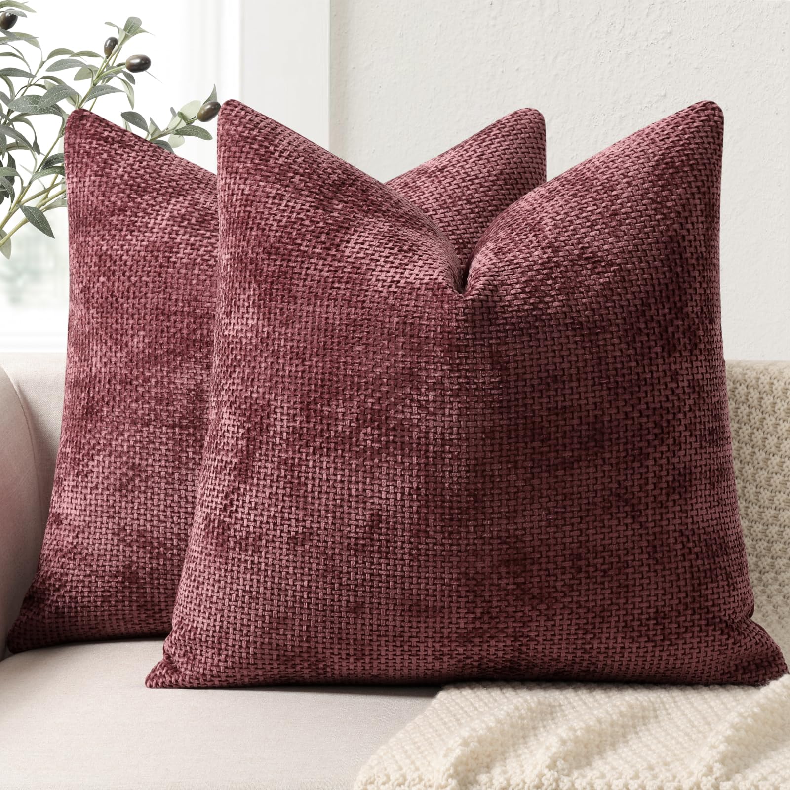 ZWJD Kissenbezug 2er Set Chenille Kissenbezüge Sofakissen Kissenhüllen Dekokissen Weiche Sofakissenbezug für Couch, Bett und Wohnzimmer Heimdekoration Luxus Zierkissenbezüge
